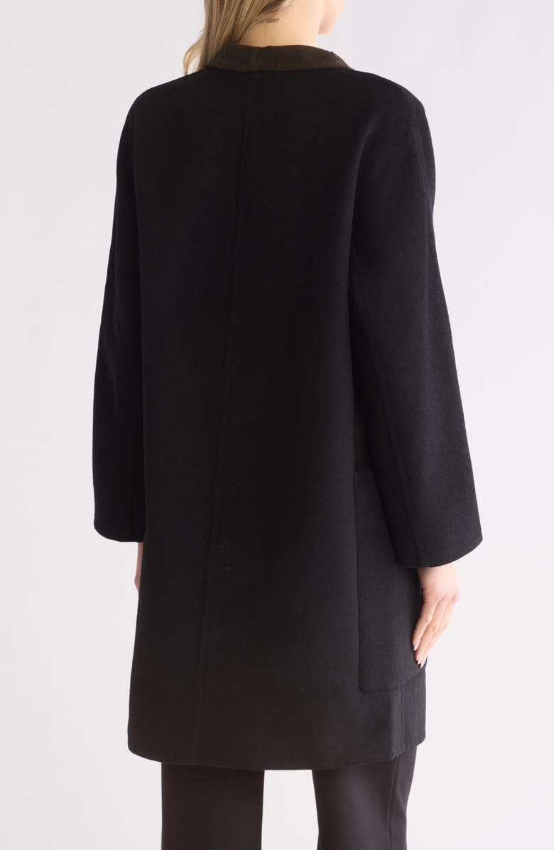 Vince Reversible Collarless Wool Blend Coat, Alternate, color, Black/ Eden