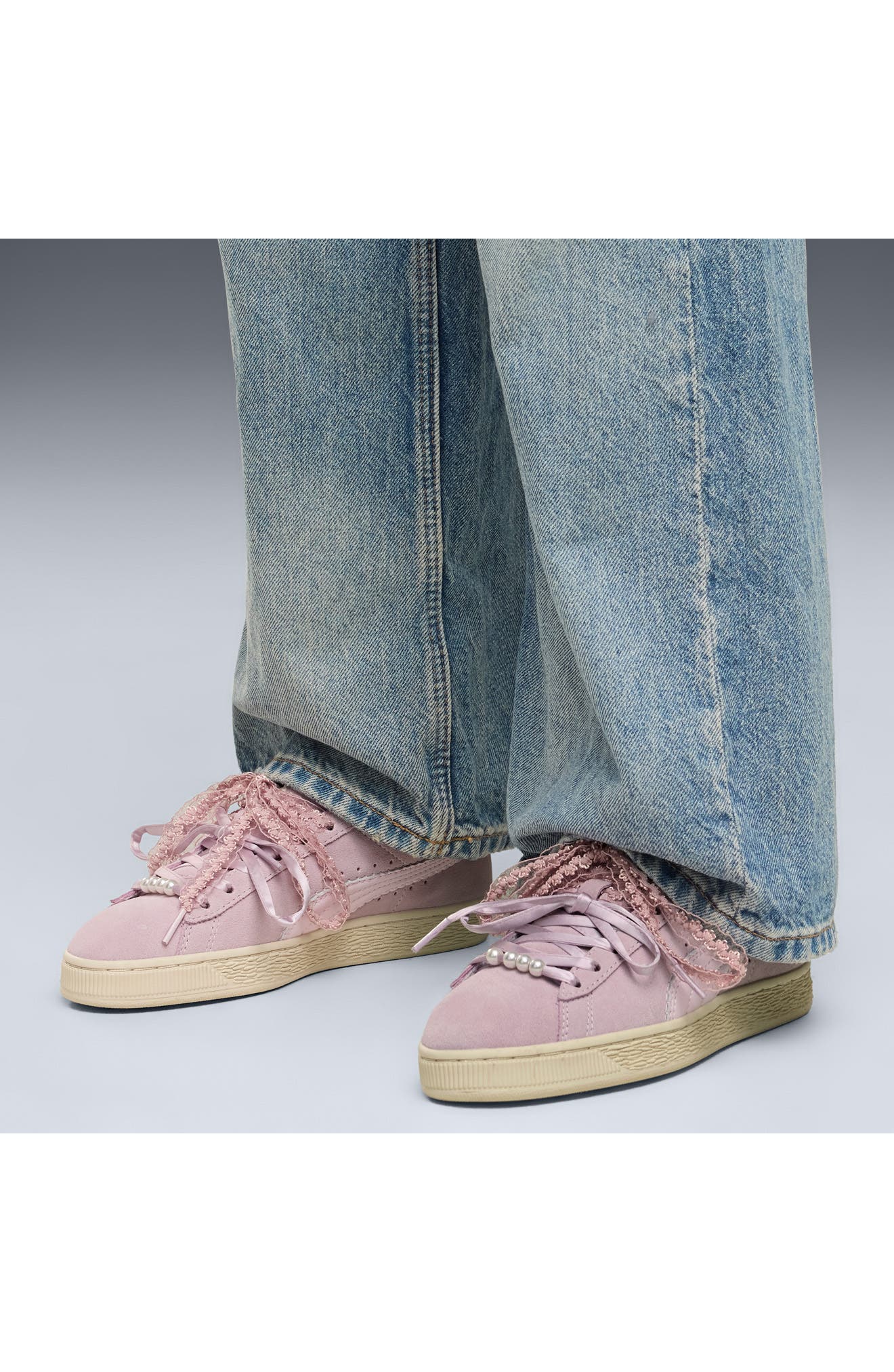 Kids' Suede Bloom Sneaker, Alternate, color, MISTY PINK/ POWDER PINK