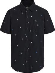 Quiksilver Kids' Apero Classics Print Short Sleeve Cotton Button-Up Shirt
