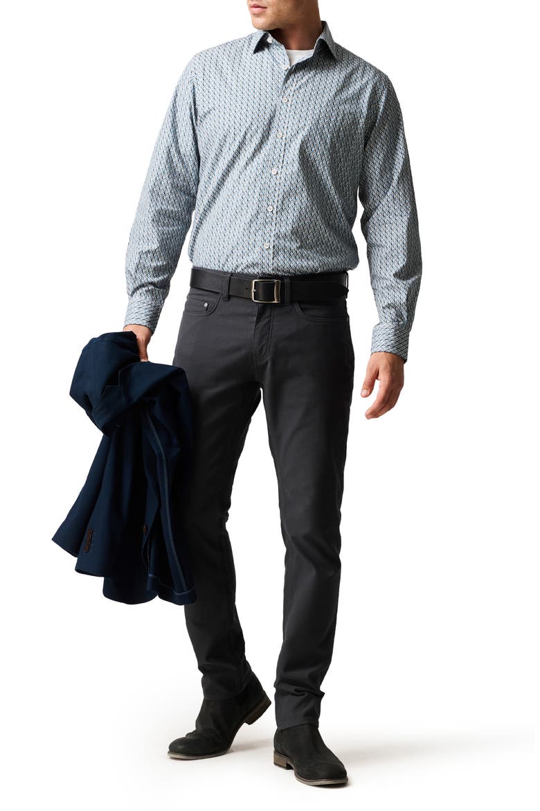 Maitlands Sports Fit Geometric Print Cotton Poplin Button-Up Shirt, Alternate, color, DUSK