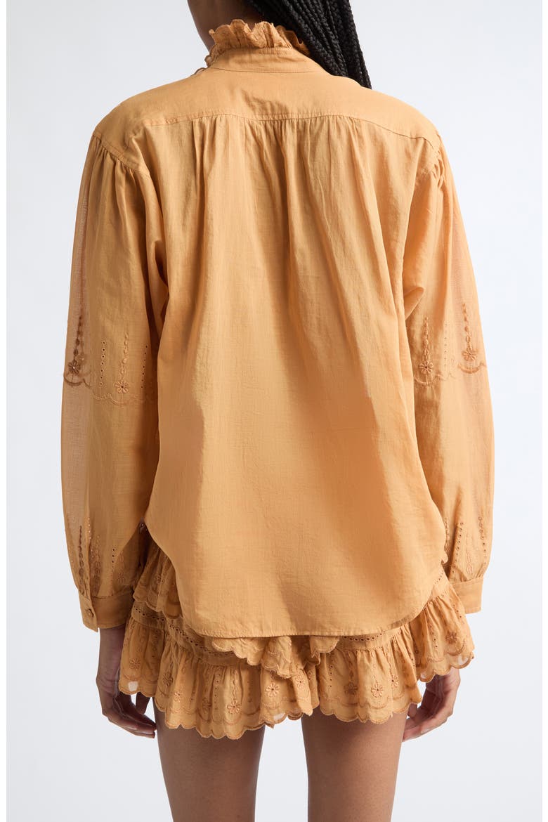 Leota Ruffle Cotton Top, Alternate, color, CARAMEL