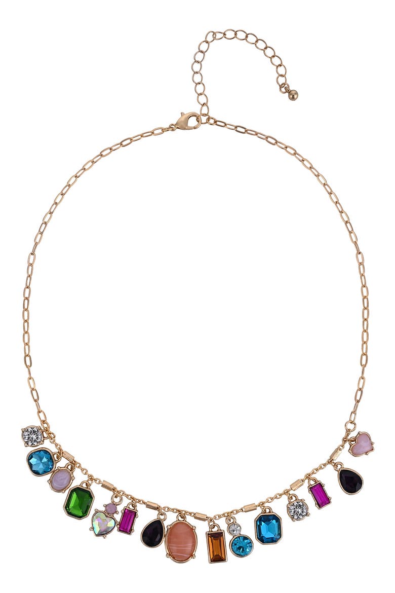 Multi Stone Drop Necklace, Main, color, MULTI-GOLD