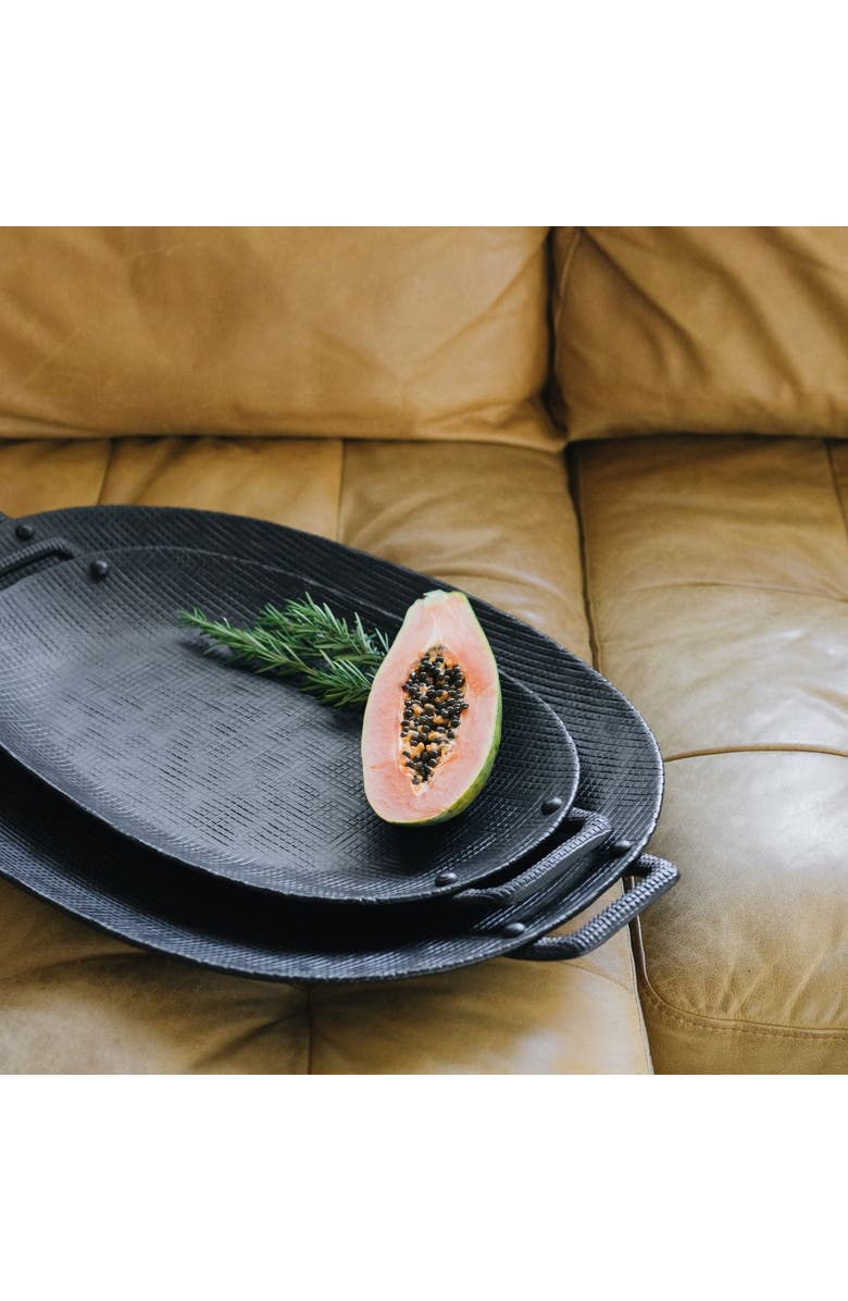 Be Home Wallis Aluminum Tray with Handles, Alternate, color, Black