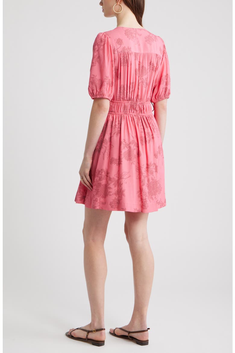 Print Puff Sleeve Minidress, Alternate, color, PINK LACE BLOOM
