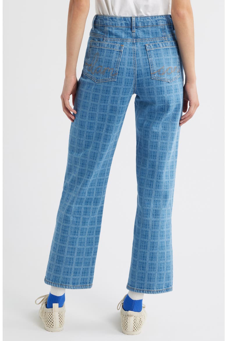 Tovie Laser Check Mid Rise Ankle Straight Leg Jeans, Alternate, color, BLUE