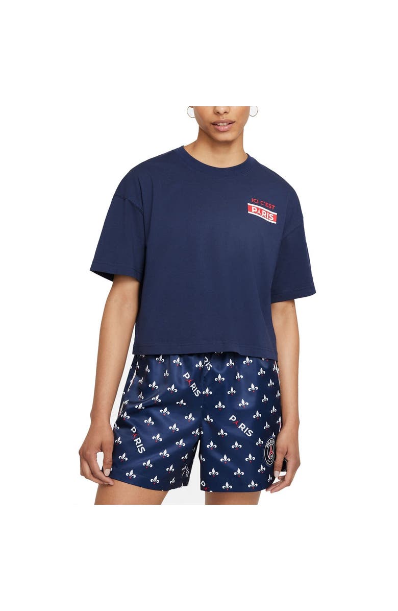 Jordan Brand Women's Jordan Brand Blue Paris Saint-Germain Logo Cropped T-Shirt, Main, color,