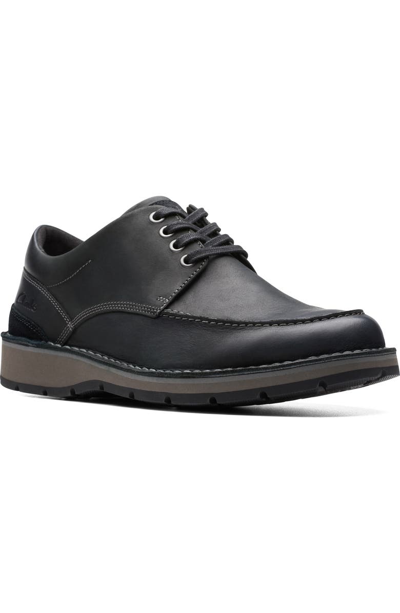 Clarks<sup>®</sup> Gravelle Low Moc Toe Derby, Main, color, Black Leather