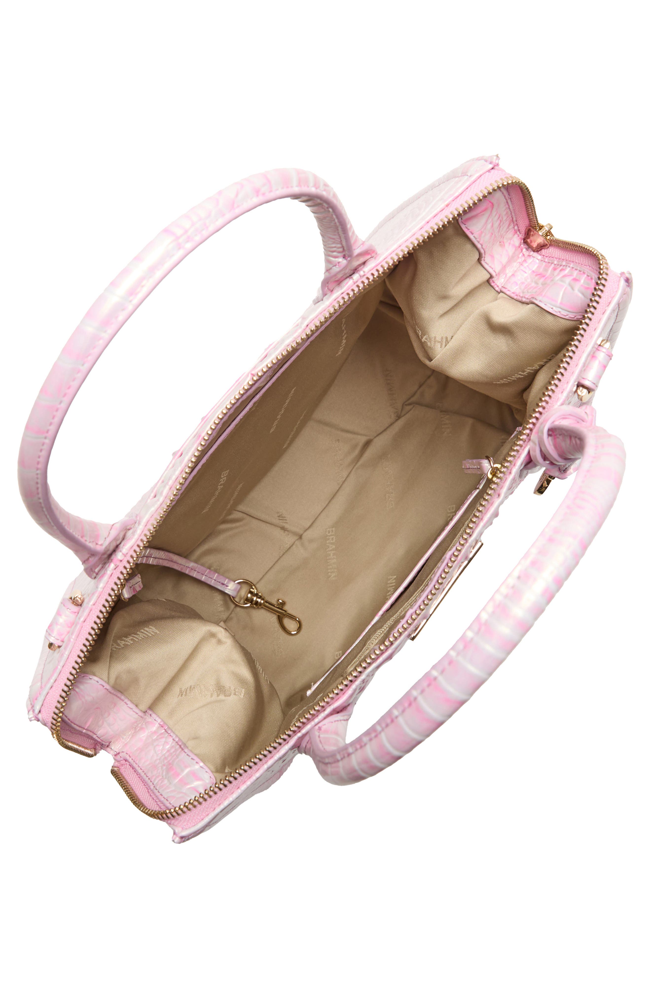 Brahmin Caroline Croc Embossed Leather Satchel, Alternate, color, 