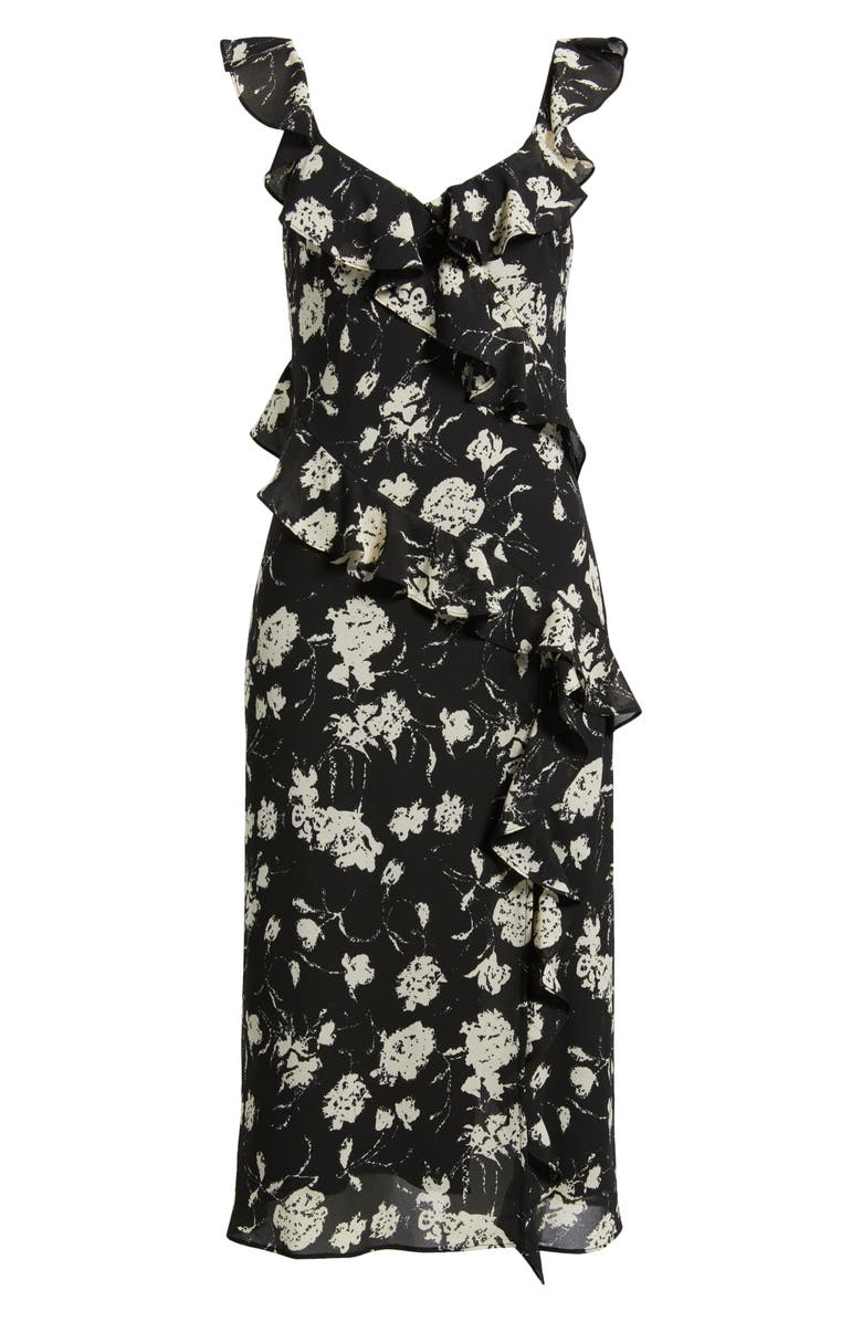 Chelsea28 Ruffle Midi Dress, Alternate, color, Black- Ivory Floral