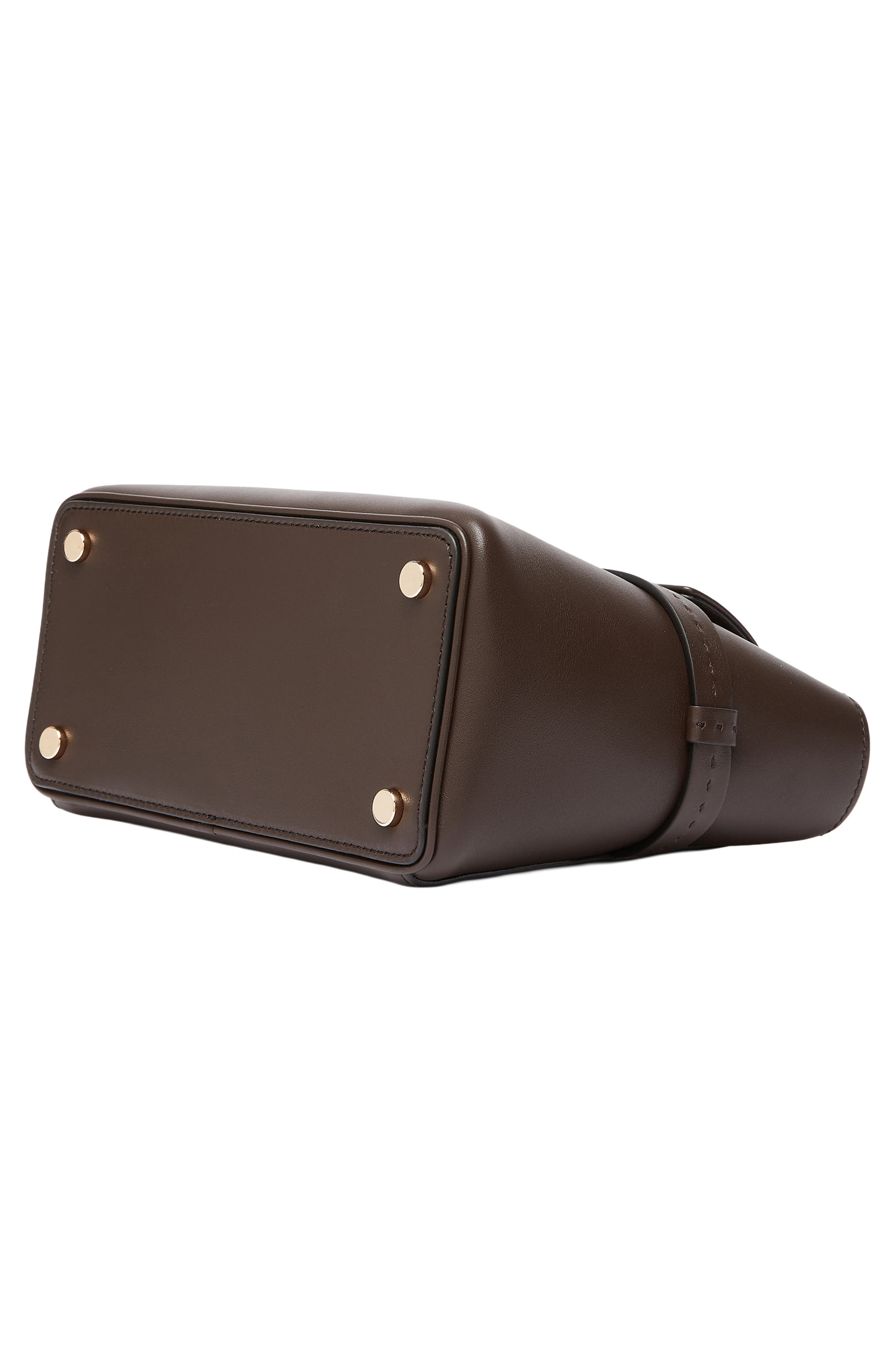 Margy Leather Top Handle Bag, Alternate, color, DARK BROWN