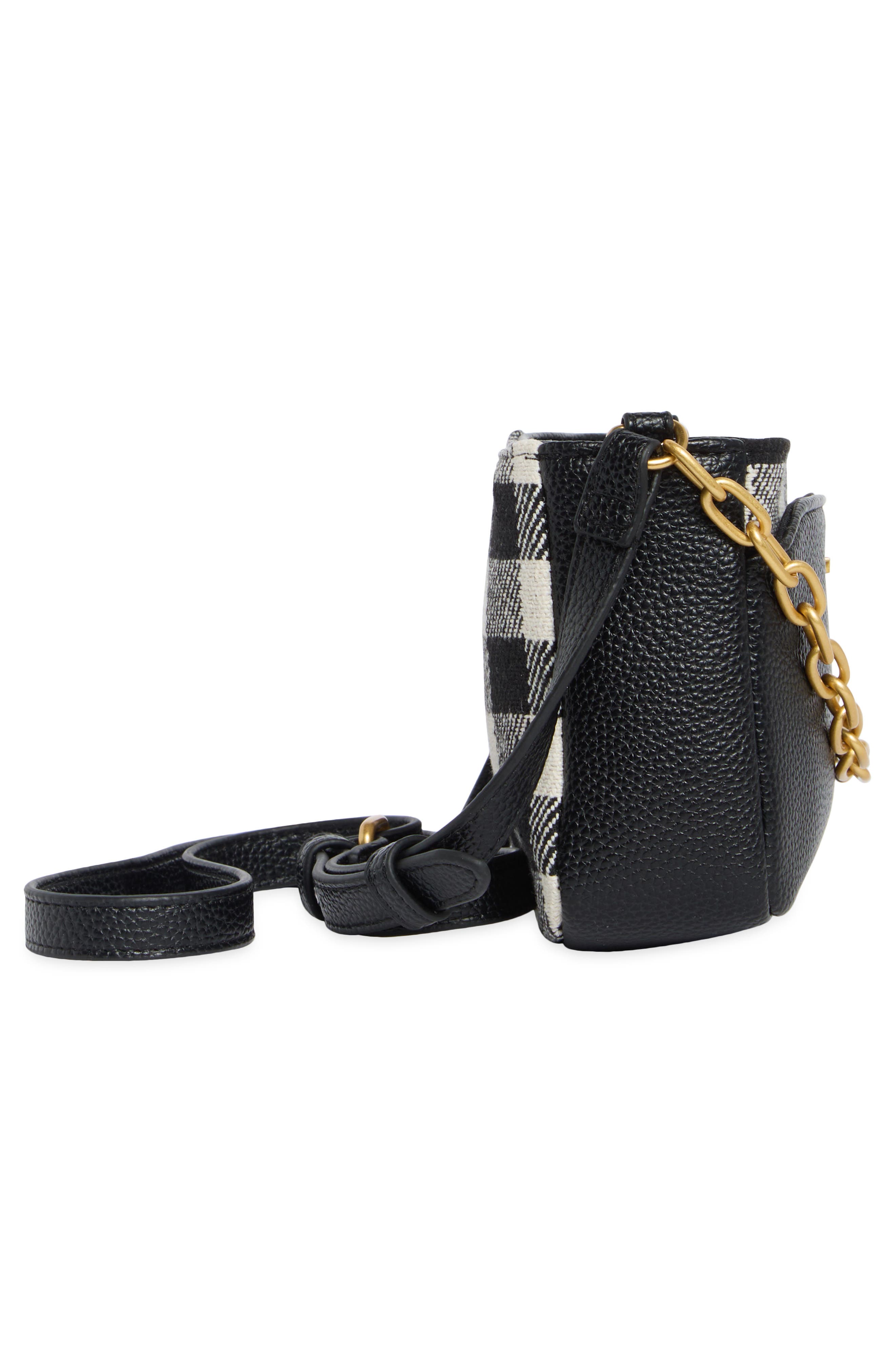 Tahari Hollis Gingham Crossbody Bag, Alternate, color, Black