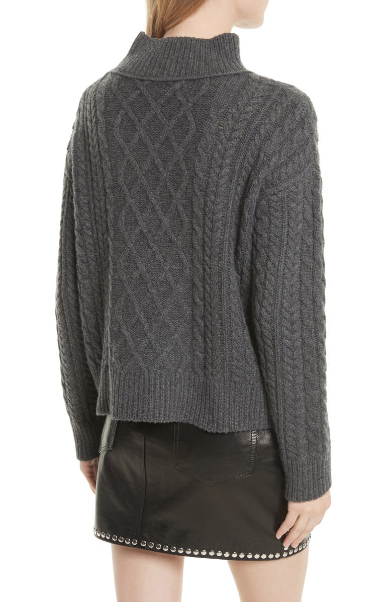 FRAME Wool & Cashmere Cable Knit Crop Sweater, Alternate, color, 