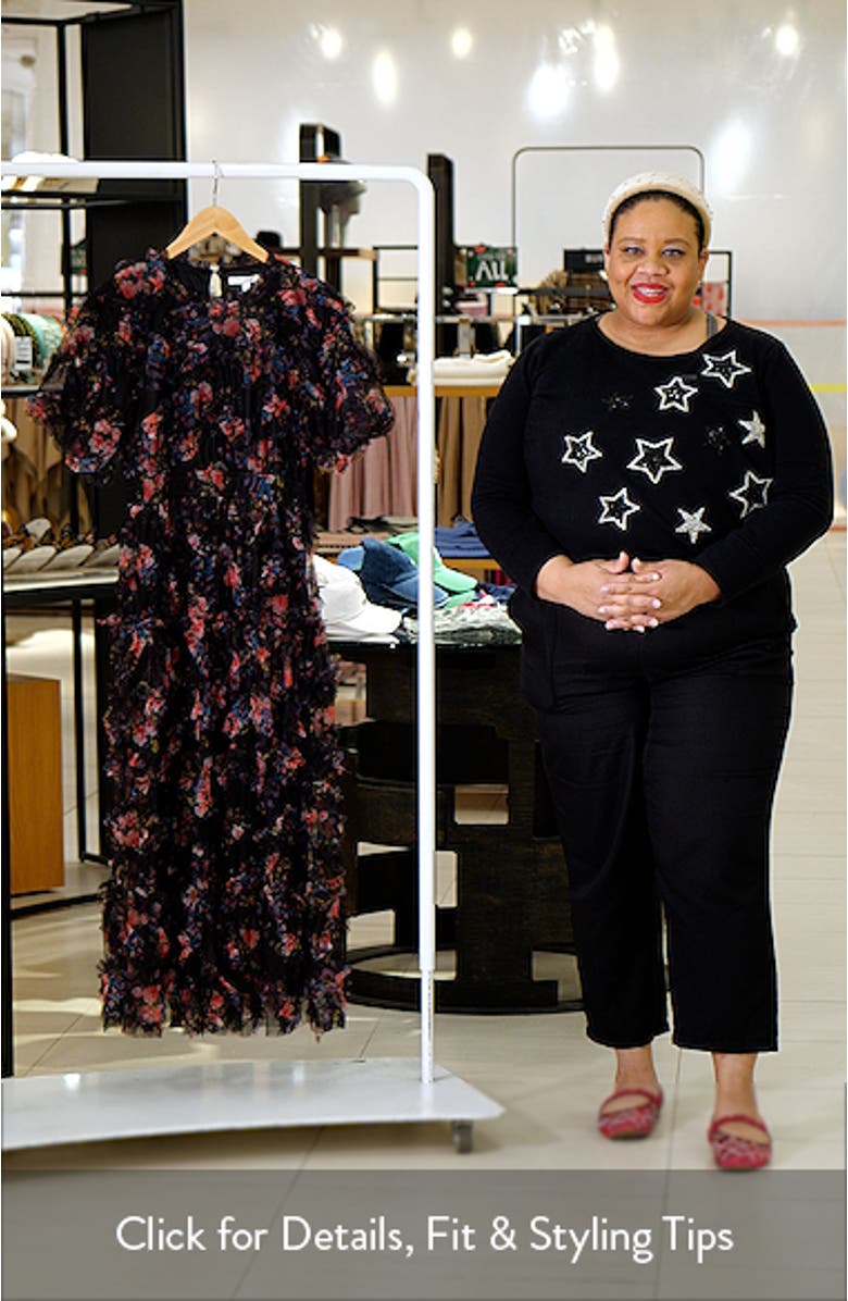 Floral Print Ruffle Mesh Maxi Dress, sales video thumbnail