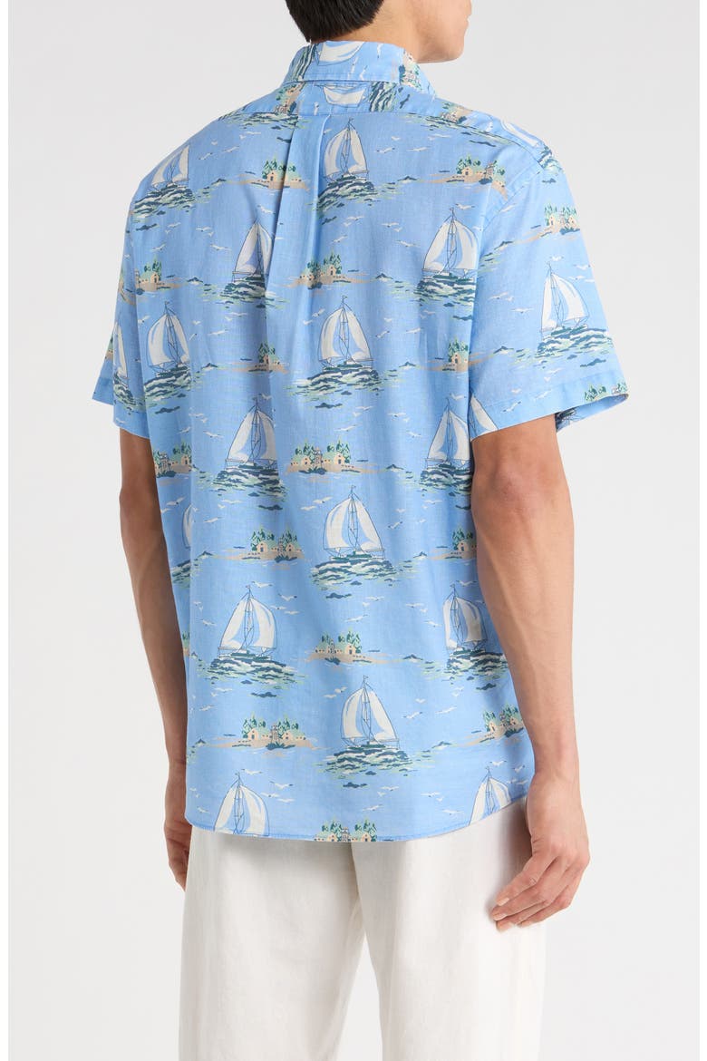 Boat Print Button-Up Shirt, Alternate, color, VISTA SAIL BOAT