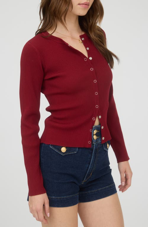 Blu Pepper Snap Button Front Rib Long Sleeve Top In Red