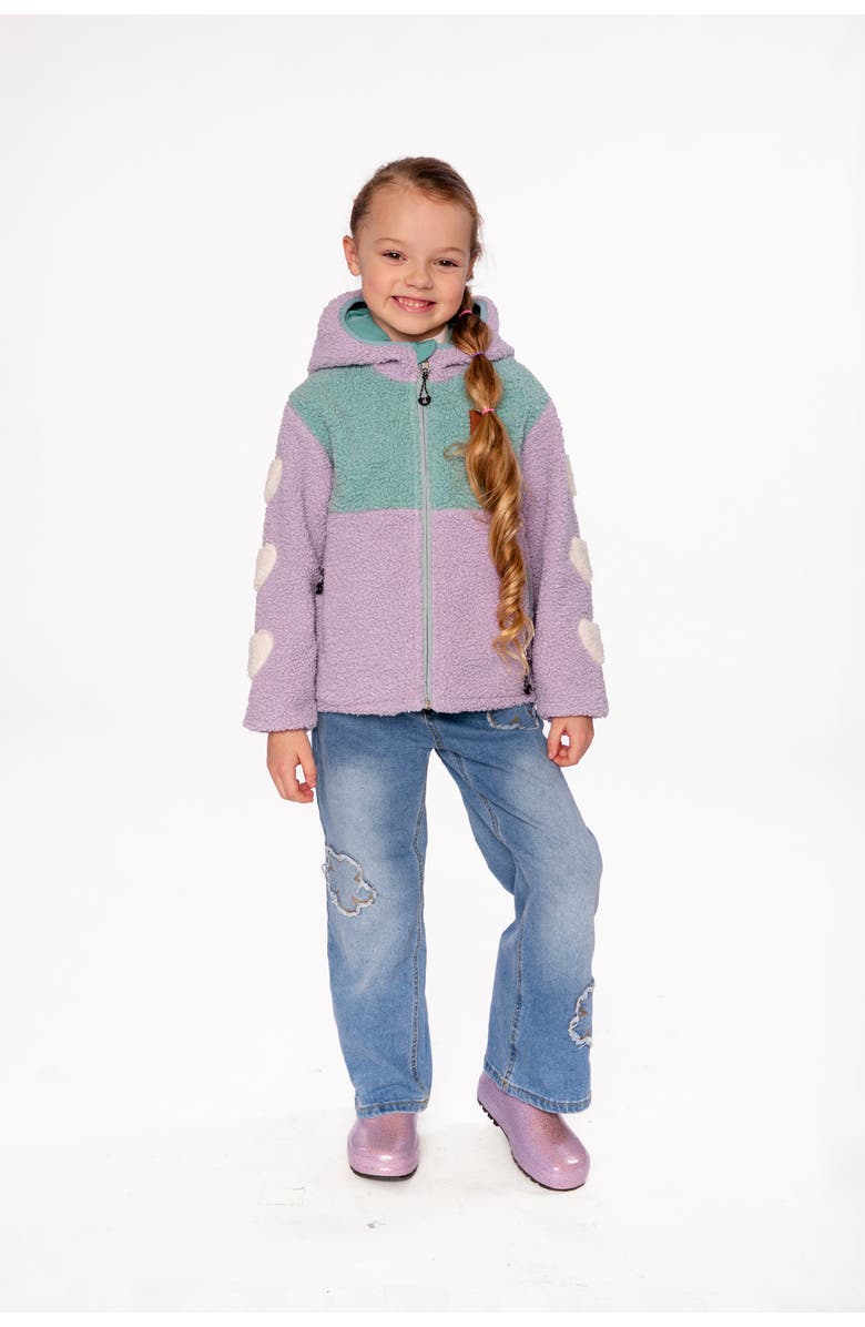 Deux par Deux Reversible Mid-Season Fleece Heart Sleeve Hooded Jacket, Alternate, color,