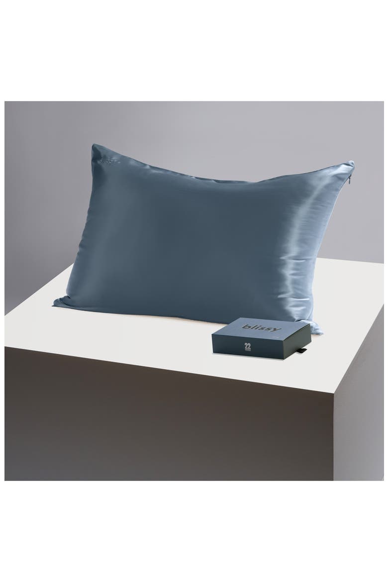 Mulberry Silk Pillowcase, Alternate, color, ASH BLUE