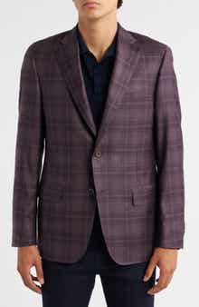 Heritage Gold Milano Regular Fit Purple Plaid Super 130s Wool Sport Coat