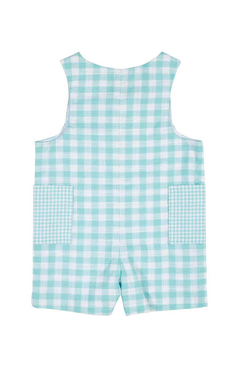 Florence Eiseman Gingham Linen-Look Shortall, Alternate, color, Jade/White
