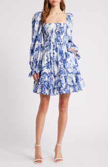 & Other Stories Smocked Bodice Long Sleeve Cotton Minidress