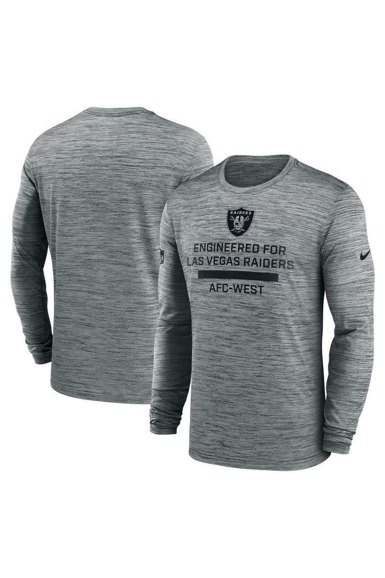 Men's Nike Gray Las Vegas Raiders Sideline Velocity Performance Long Sleeve T-Shirt, Alternate, color, Gray