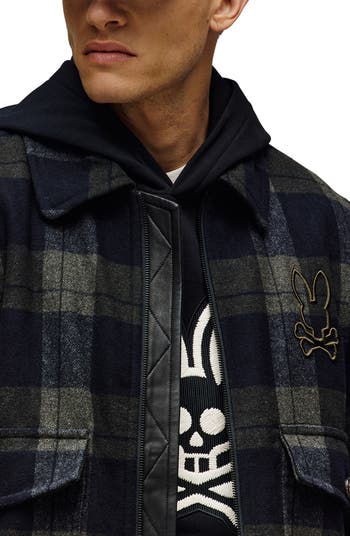 Gavin Plaid Wool Blend Bomber Jacket