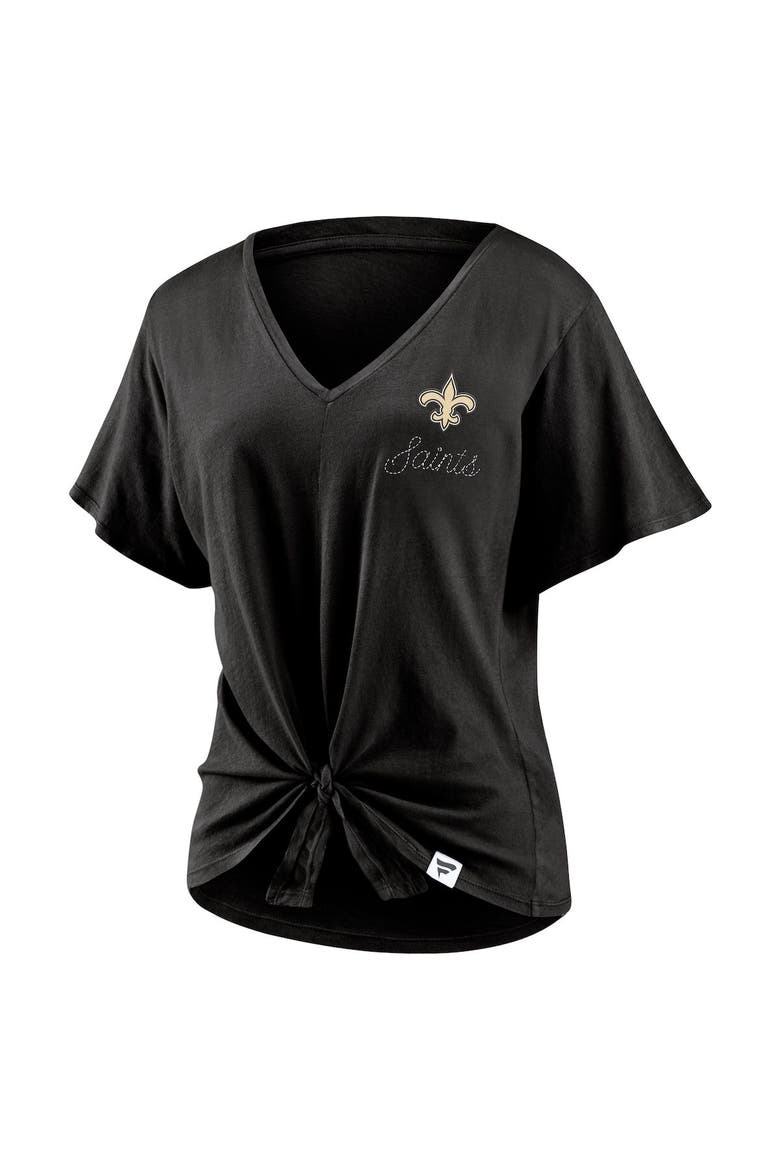 Women's Fanatics Branded Black New Orleans Saints Sport Resort Tie Front V-Neck T-Shirt, Alternate, color, BLACK
