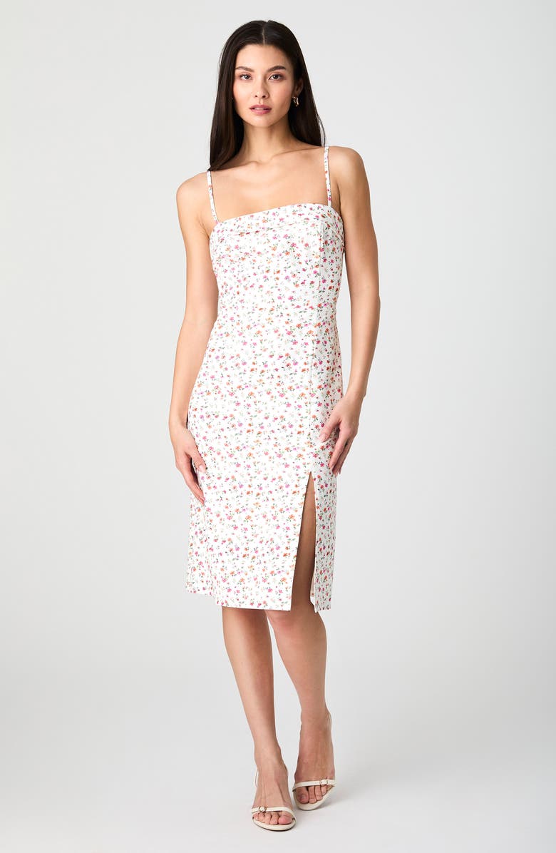 French Connection Echo Floral Crepe Midi Dress, Alternate, color, Cerise Pink Multi