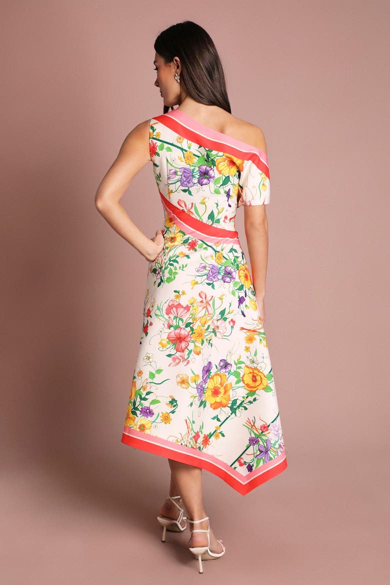 Off Shoulder Satin Midi Dress, Alternate, color, Ivory