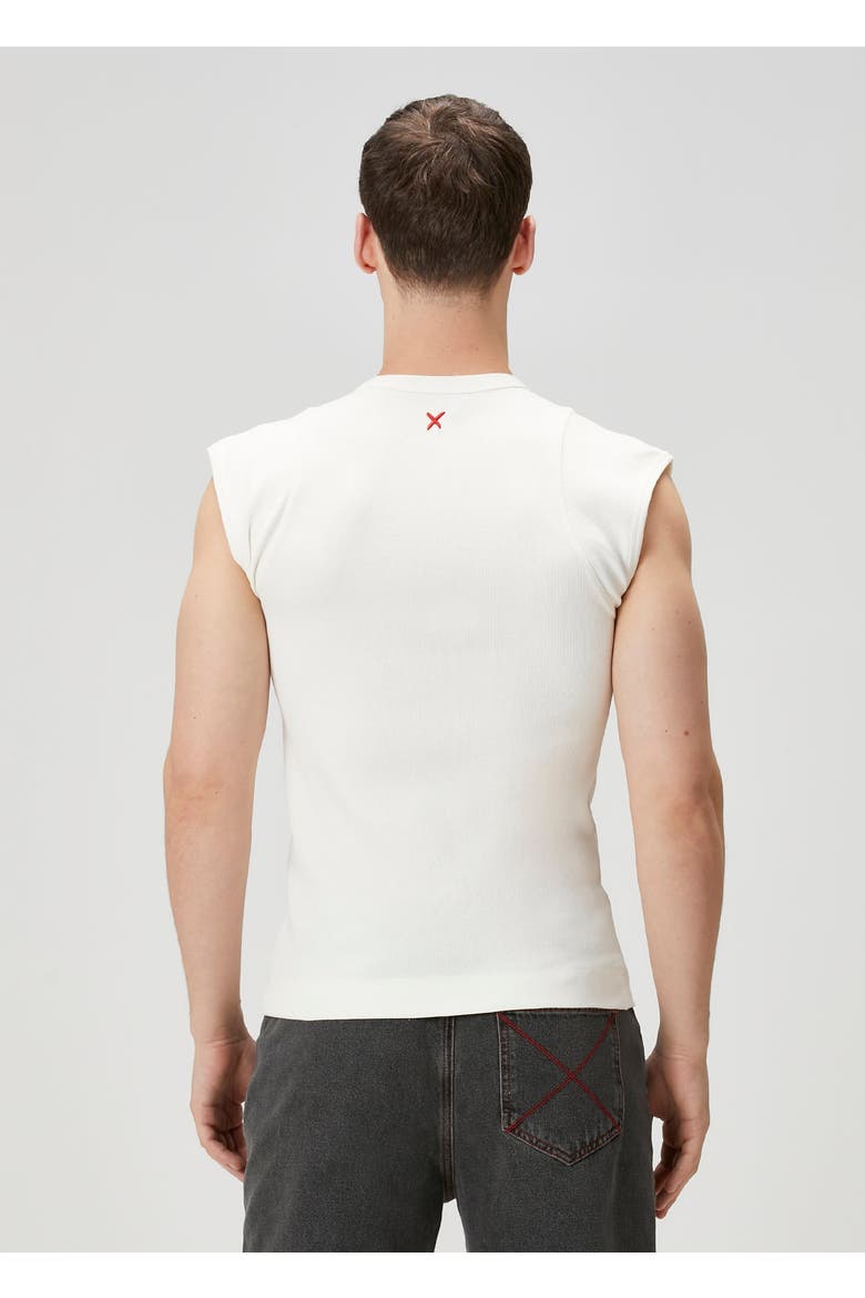 Cotton Rib Tank Top With Patch, Alternate, color, white