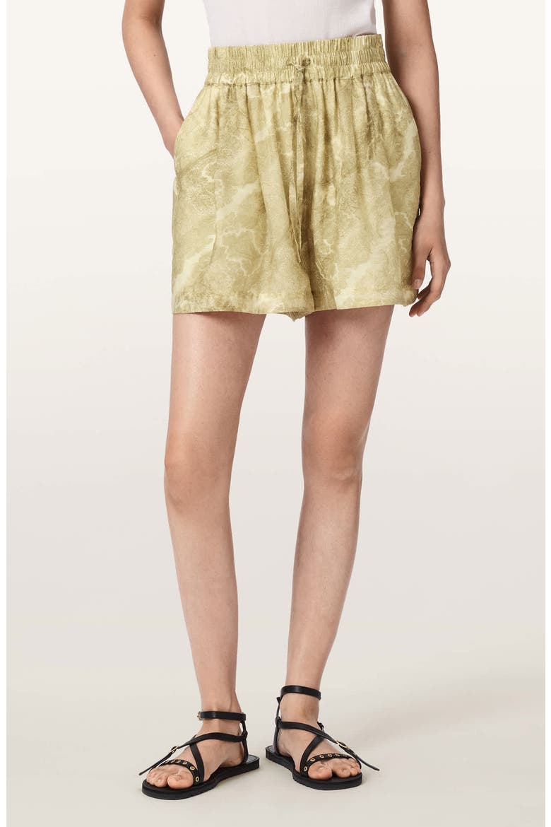 Isla Paisley Jacquard Shorts, Main, color, JOANNE GOLD GREEN