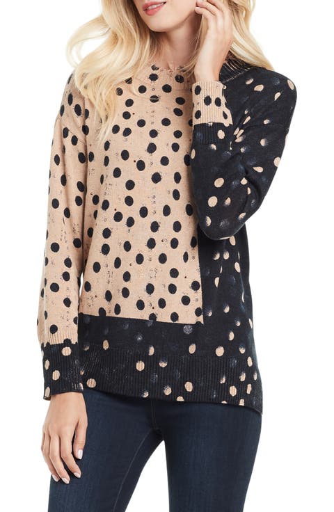 Mix & Mingle Colorblock Dot Print Sweater