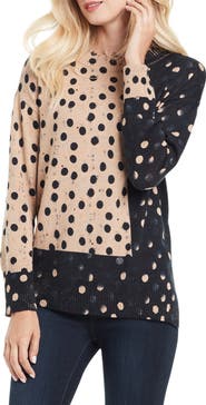 NIC+ZOE Mix & Mingle Colorblock Dot Print Sweater