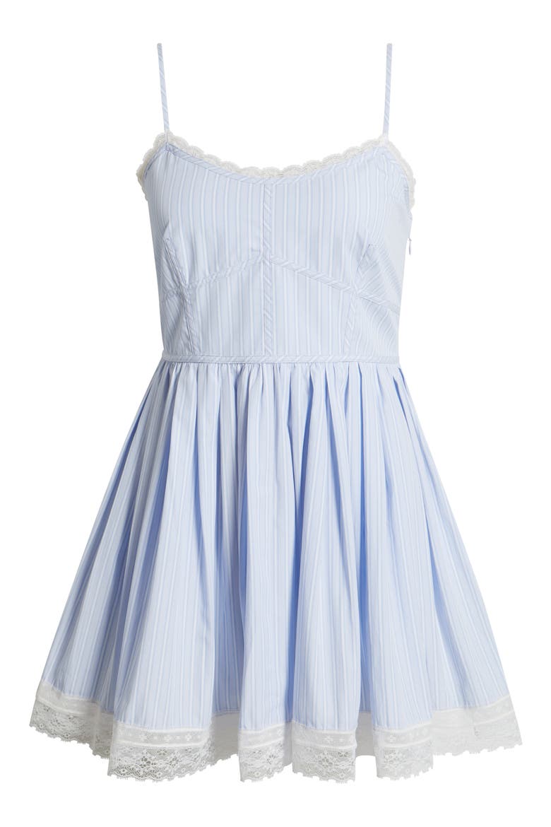 Harrisine Lace Trim Fit & Flare Minidress, Alternate, color, SKY LAGOON