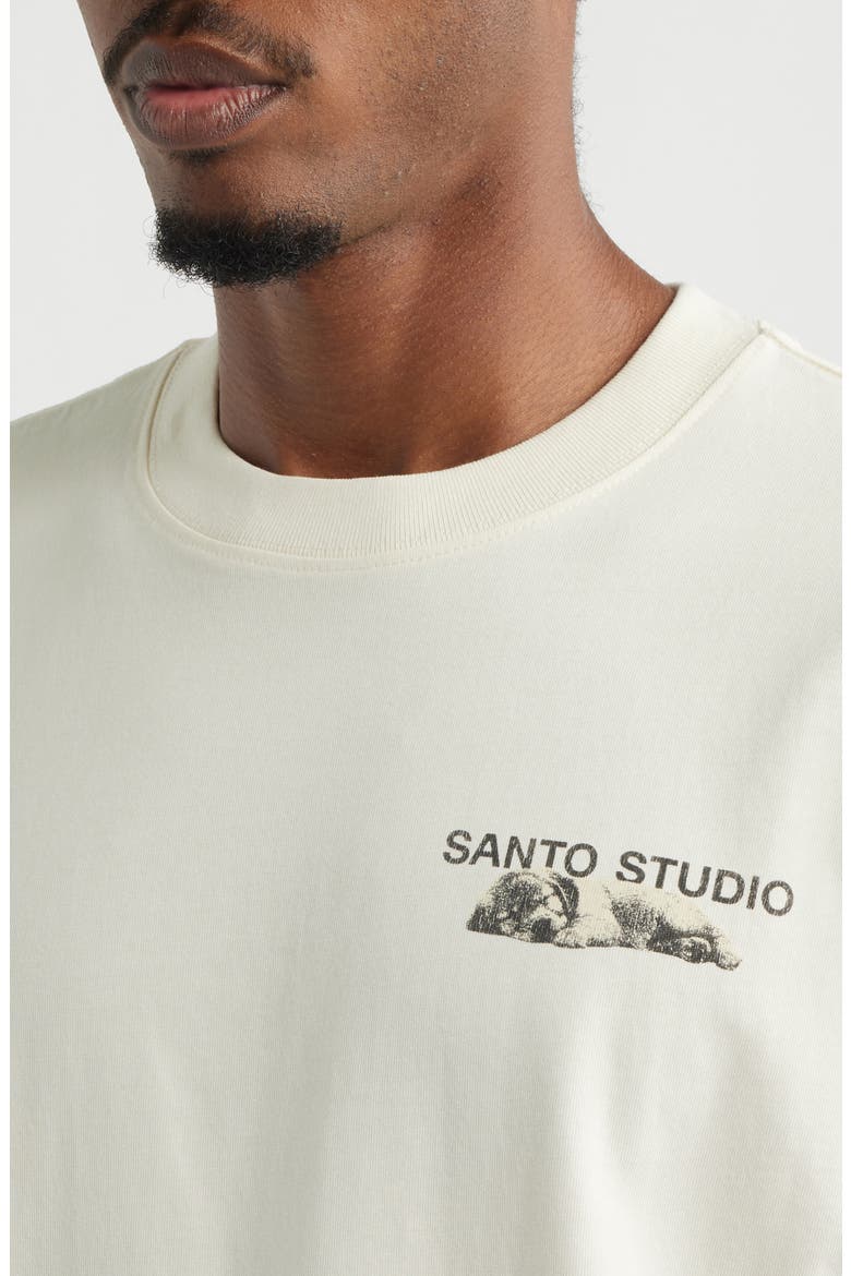 TNH Sleepy Dog Cotton Graphic T-Shirt, Alternate, color, CREAM