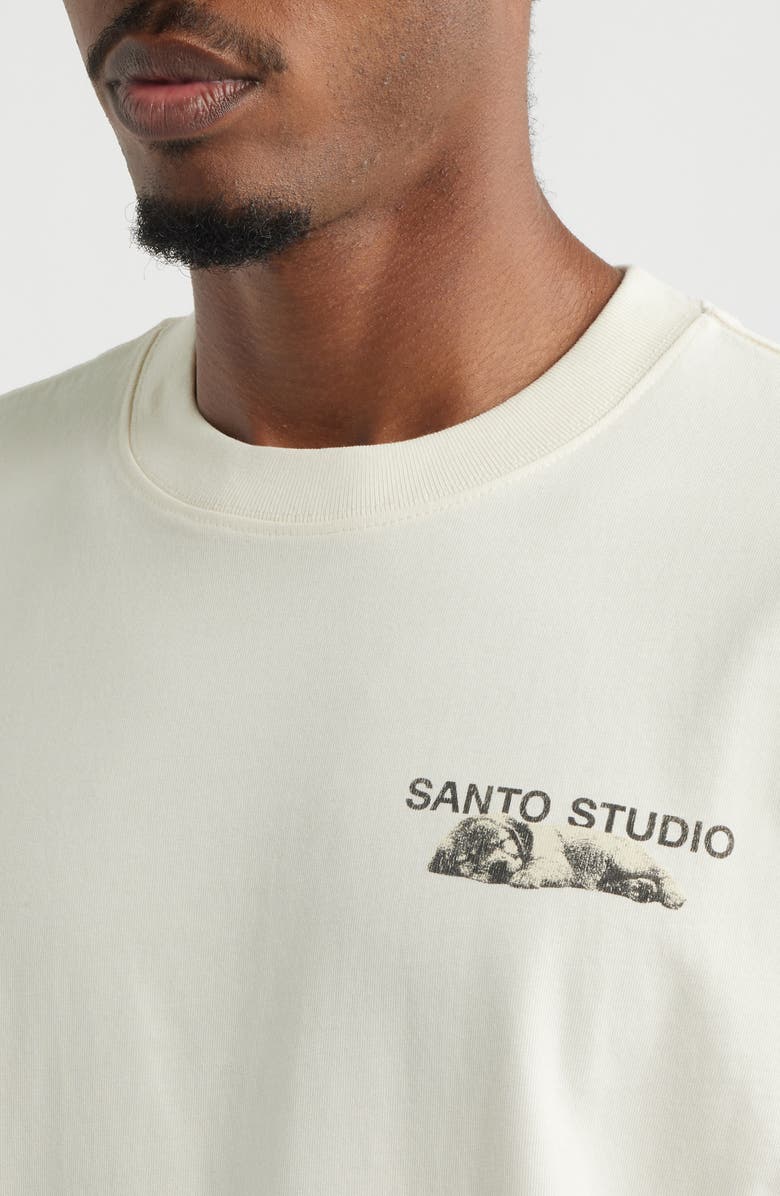 SANTO STUDIO TNH Sleepy Dog Cotton Graphic T-Shirt, Alternate, color, Cream