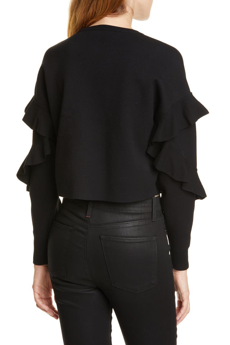 Nettie Ruffle Sleeve Sweater, Alternate, color, BLACK