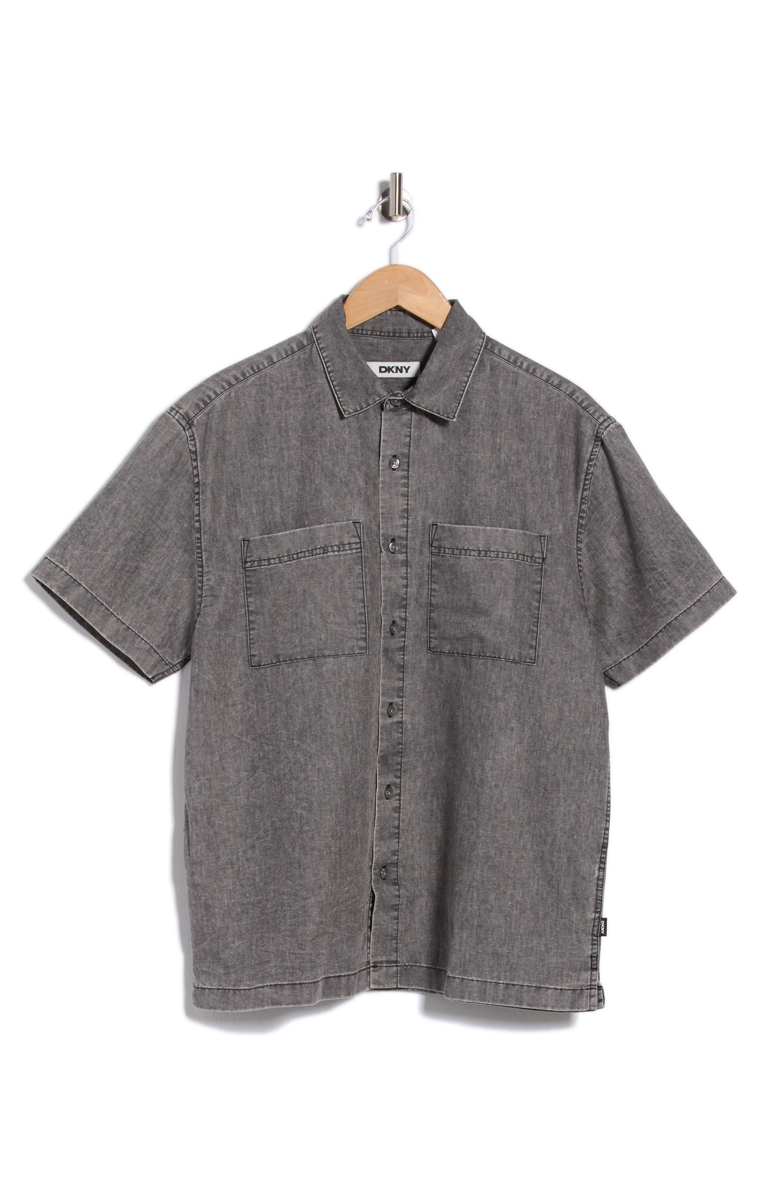 Short Sleeve Chambray Button-Up Shirt