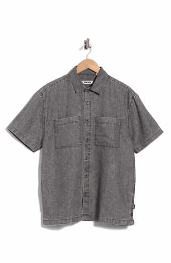 Short Sleeve Chambray Button-Up Shirt