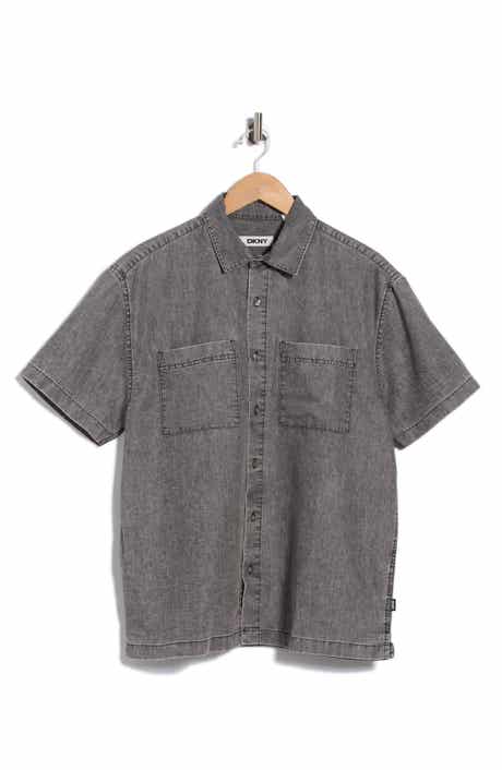Short Sleeve Chambray Button-Up Shirt