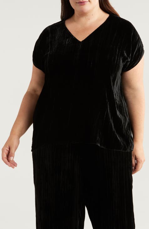 Eileen Fisher Woman Plus Size 2x top Black Viscose Long Sleeve Stretch Long Dress