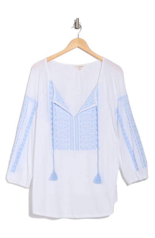 Lucky Brand Tassel Cotton Top In White