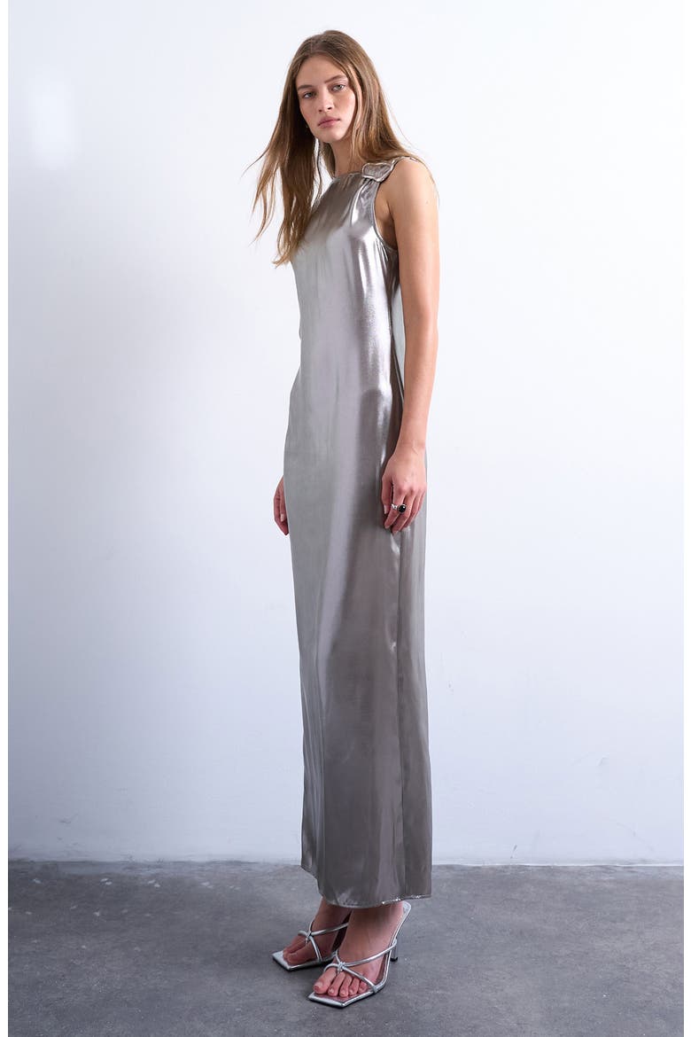Metallic Hardware Maxi Dress, Main, color, SILVER