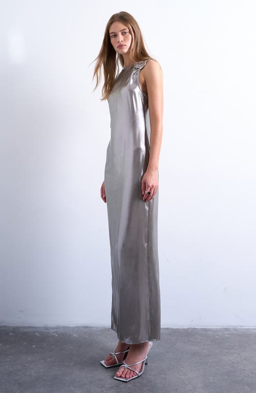 Topshop Metallic Hardware Maxi Dress In Gray