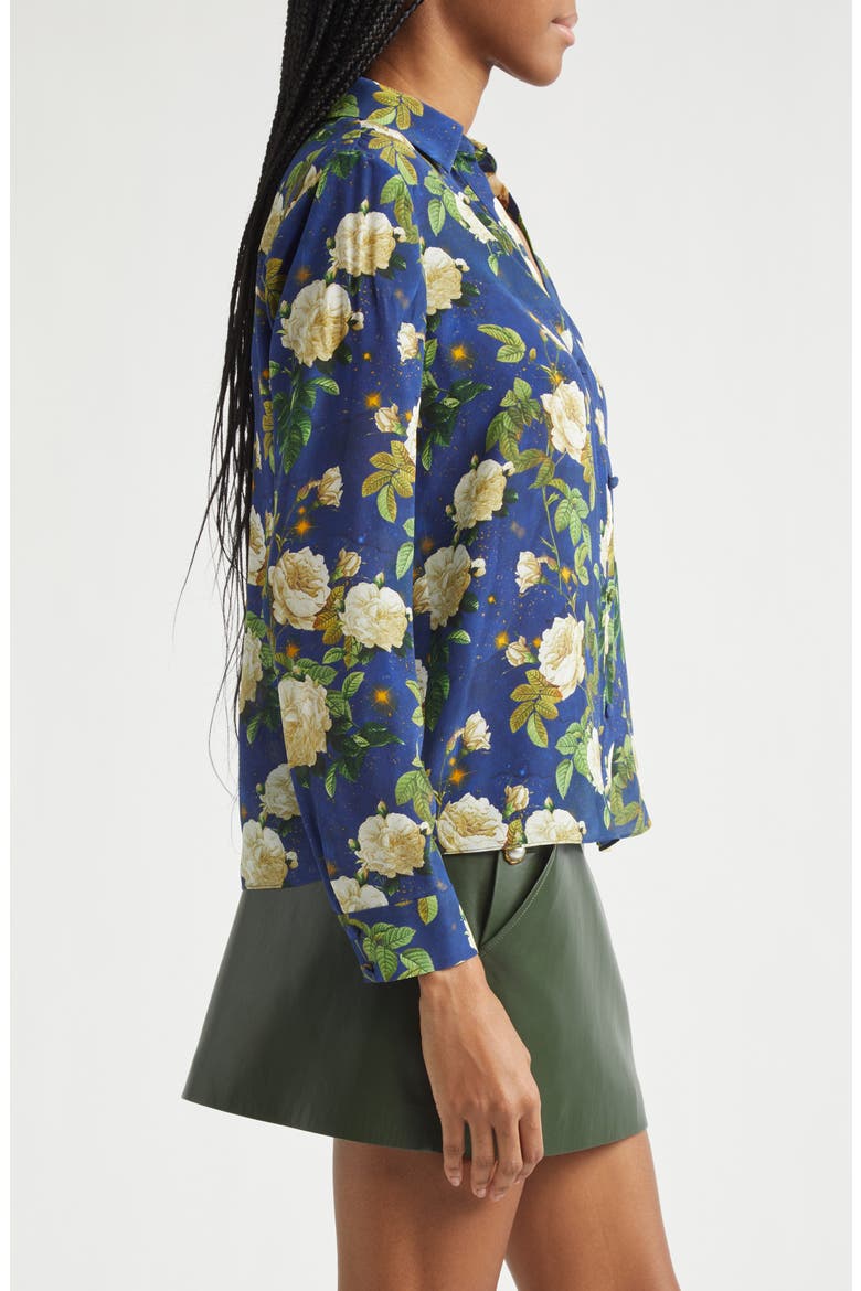 Eloise Floral Silk Button-Up Shirt, Alternate, color, TWILIGHT EDEN