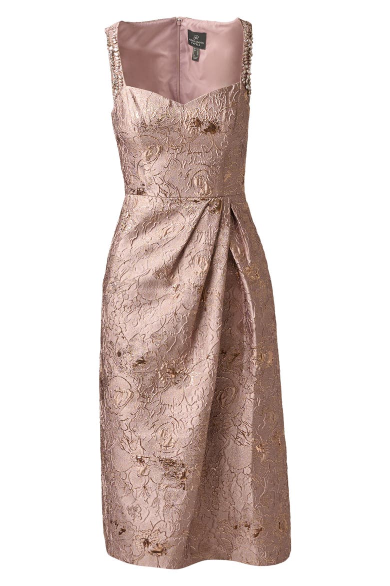 Metallic Jacquard Sleeveless Cocktail Dress, Alternate, color, CANDIED GINGER