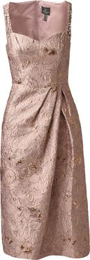 Adrianna Papell Metallic Jacquard Sleeveless Cocktail Dress