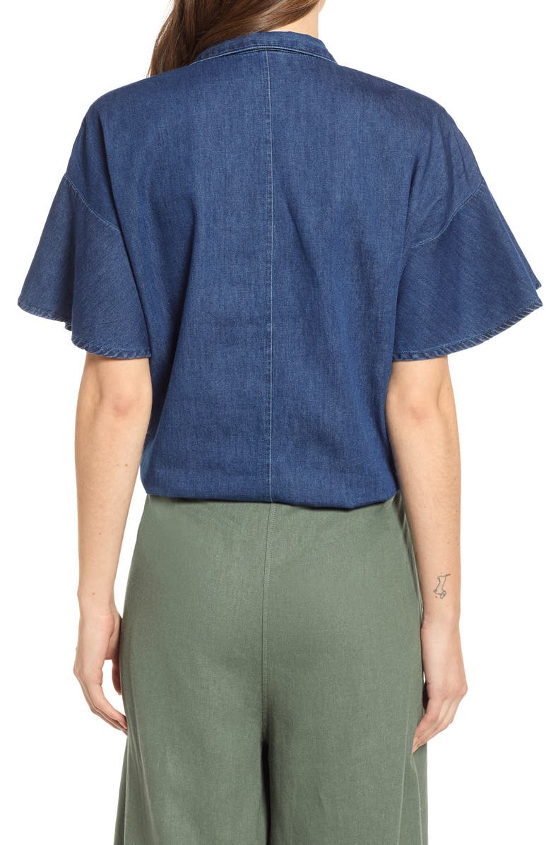 VERO MODA Flavia Flounce Sleeve Chambray Shirt, Alternate, color, 