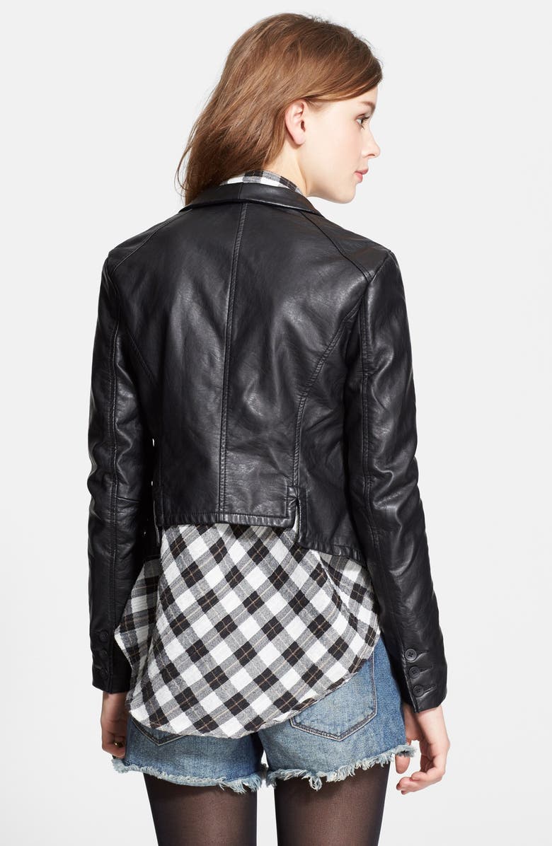 Free People Shrunken Faux Leather Blazer, Alternate, color, 