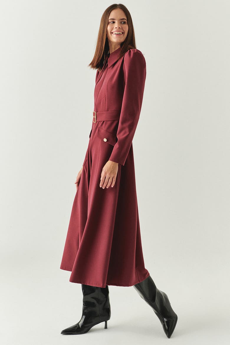 Bailee Midi Dress, Alternate, color, BURGUNDY